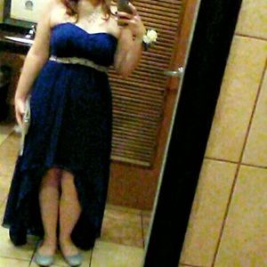 Strapless royal blue formal dress